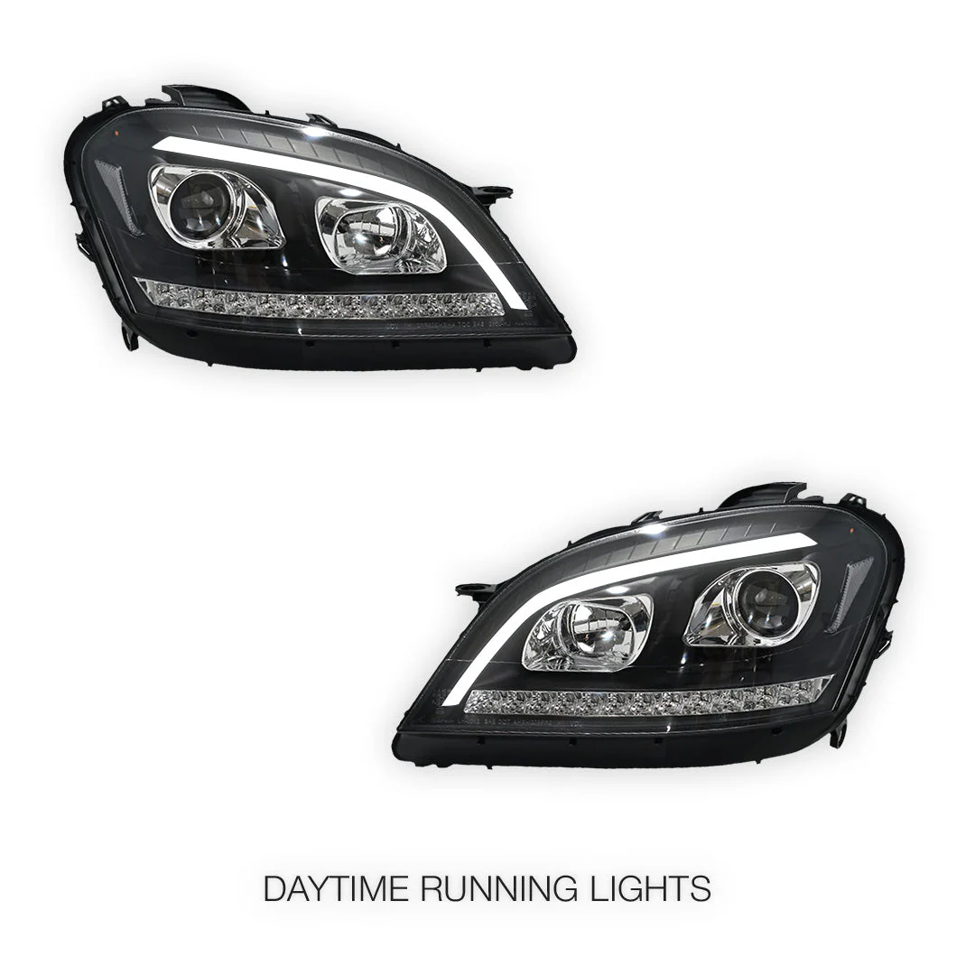 Mercedes-Benz M-Class W164 (2006 - 2008) DRL Projector Headlights with LED Sequential Indicators LH + RH - Image 12