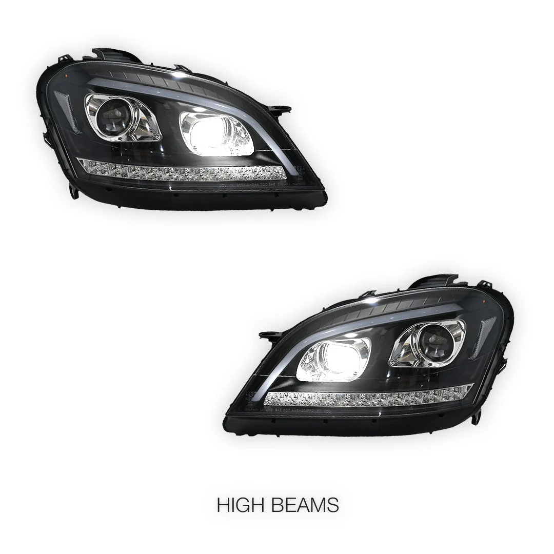 Mercedes-Benz M-Class W164 (2006 - 2008) DRL Projector Headlights with LED Sequential Indicators LH + RH - Image 2
