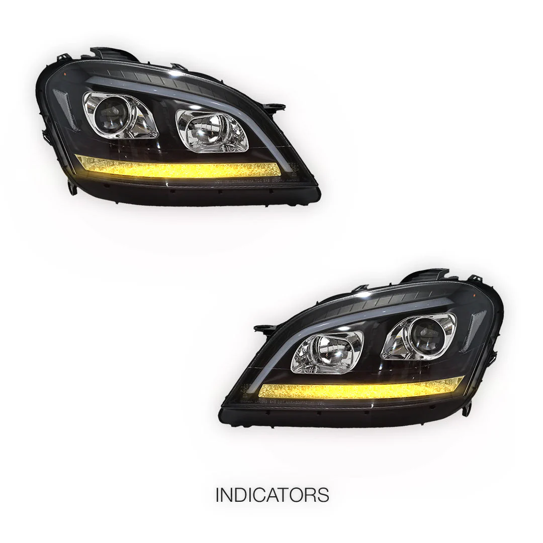 Mercedes-Benz M-Class W164 (2006 - 2008) DRL Projector Headlights with LED Sequential Indicators LH + RH - Image 3