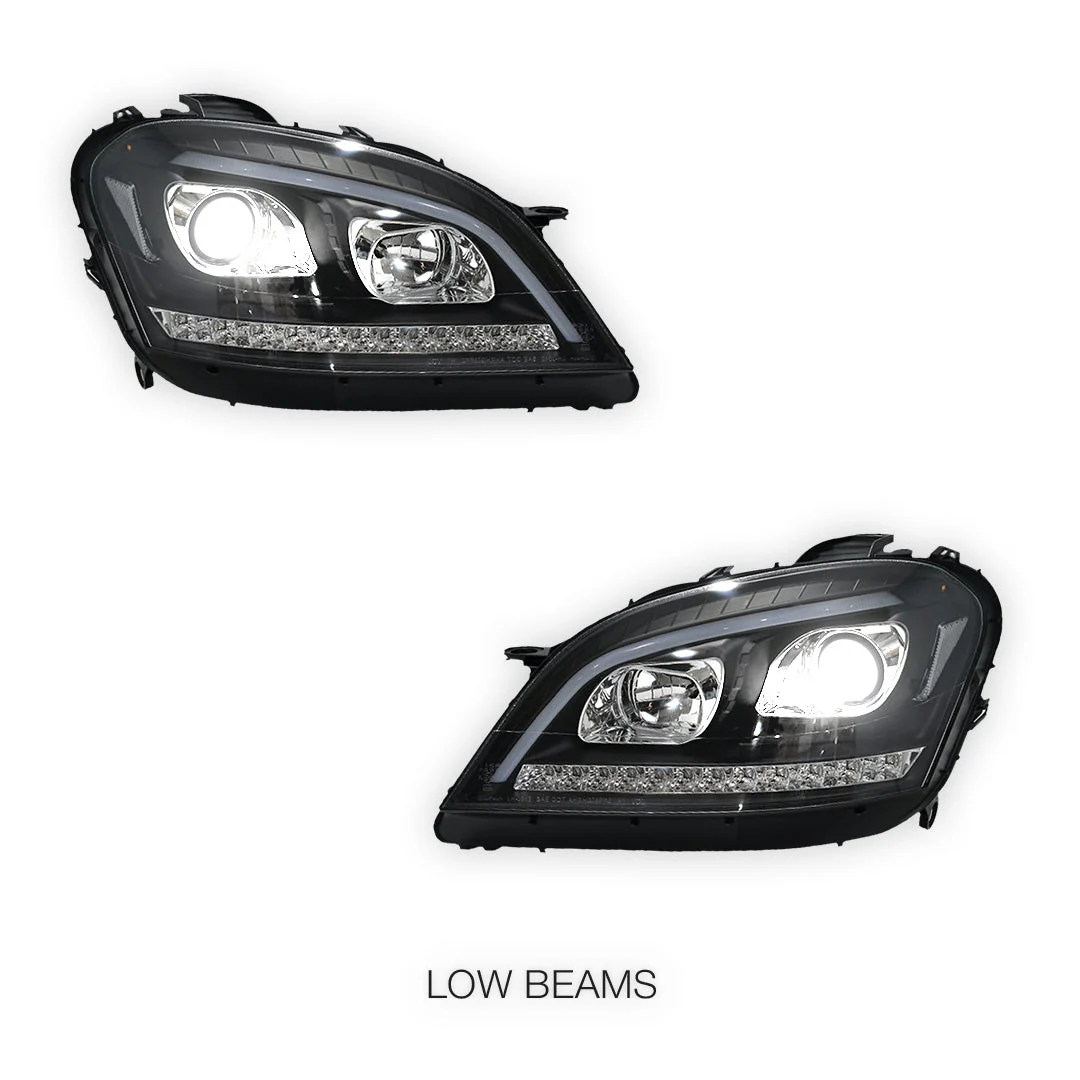 Mercedes-Benz M-Class W164 (2006 - 2008) DRL Projector Headlights with LED Sequential Indicators LH + RH - Image 4