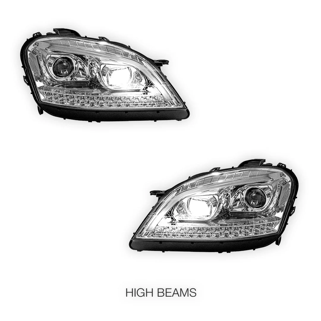 Mercedes-Benz M-Class W164 (2006 - 2008) DRL Projector Headlights with LED Sequential Indicators LH + RH - Image 8