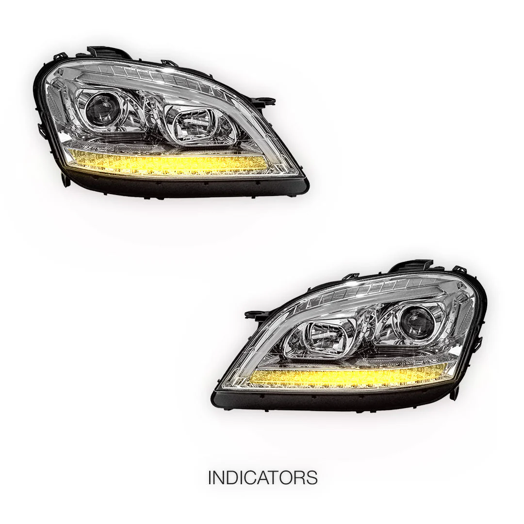 Mercedes-Benz M-Class W164 (2006 - 2008) DRL Projector Headlights with LED Sequential Indicators LH + RH - Image 9