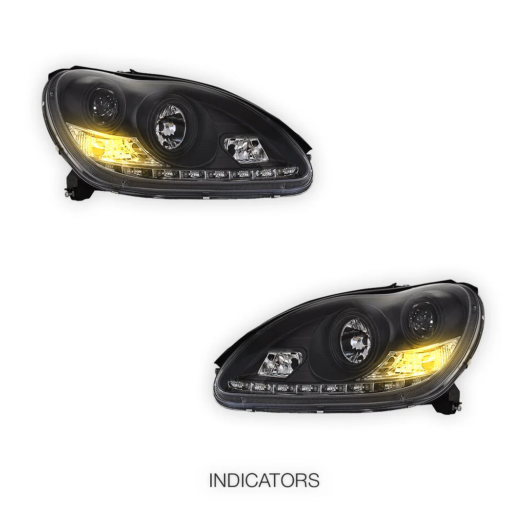 Mercedes-Benz S-Class W220 (1998 - 2005) DRL Projector Headlights LH + RH - Image 9