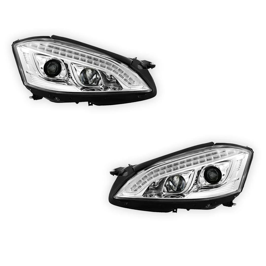 Mercedes-Benz S-Class W221 (2006 - 2009) S65 AMG Style DRL LED Projector Headlights with LED Indicators LH + RH - Image 11