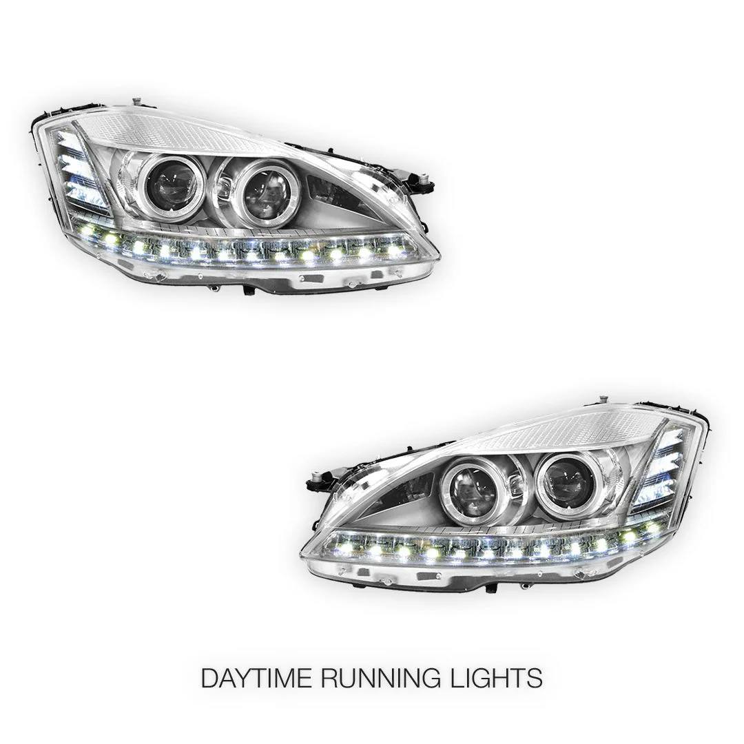 Mercedes-Benz S-Class W221 (2006 - 2009) S65 AMG Style DRL LED Projector Headlights with LED Indicators LH + RH - Image 12