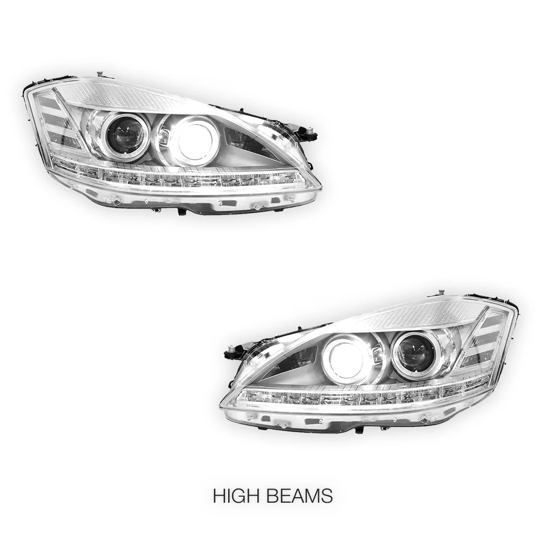 Mercedes-Benz S-Class W221 (2006 - 2009) S65 AMG Style DRL LED Projector Headlights with LED Indicators LH + RH - Image 2