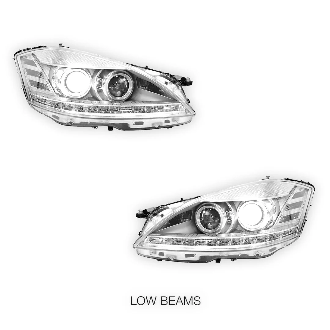 Mercedes-Benz S-Class W221 (2006 - 2009) S65 AMG Style DRL LED Projector Headlights with LED Indicators LH + RH - Image 4