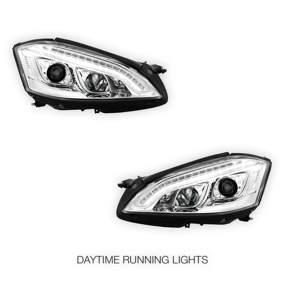 Mercedes-Benz S-Class W221 (2006 - 2009) S65 AMG Style DRL LED Projector Headlights with LED Indicators LH + RH - Image 6