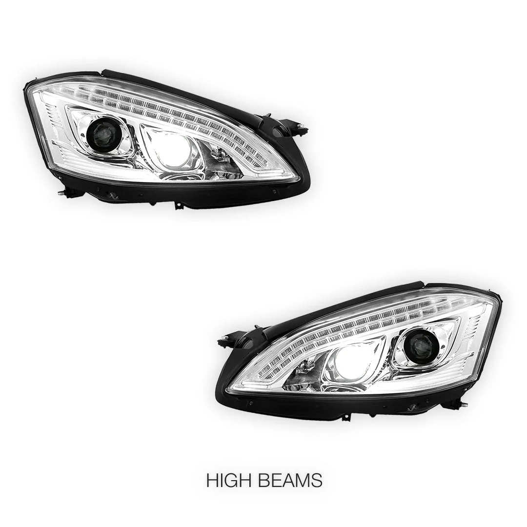 Mercedes-Benz S-Class W221 (2006 - 2009) S65 AMG Style DRL LED Projector Headlights with LED Indicators LH + RH - Image 8