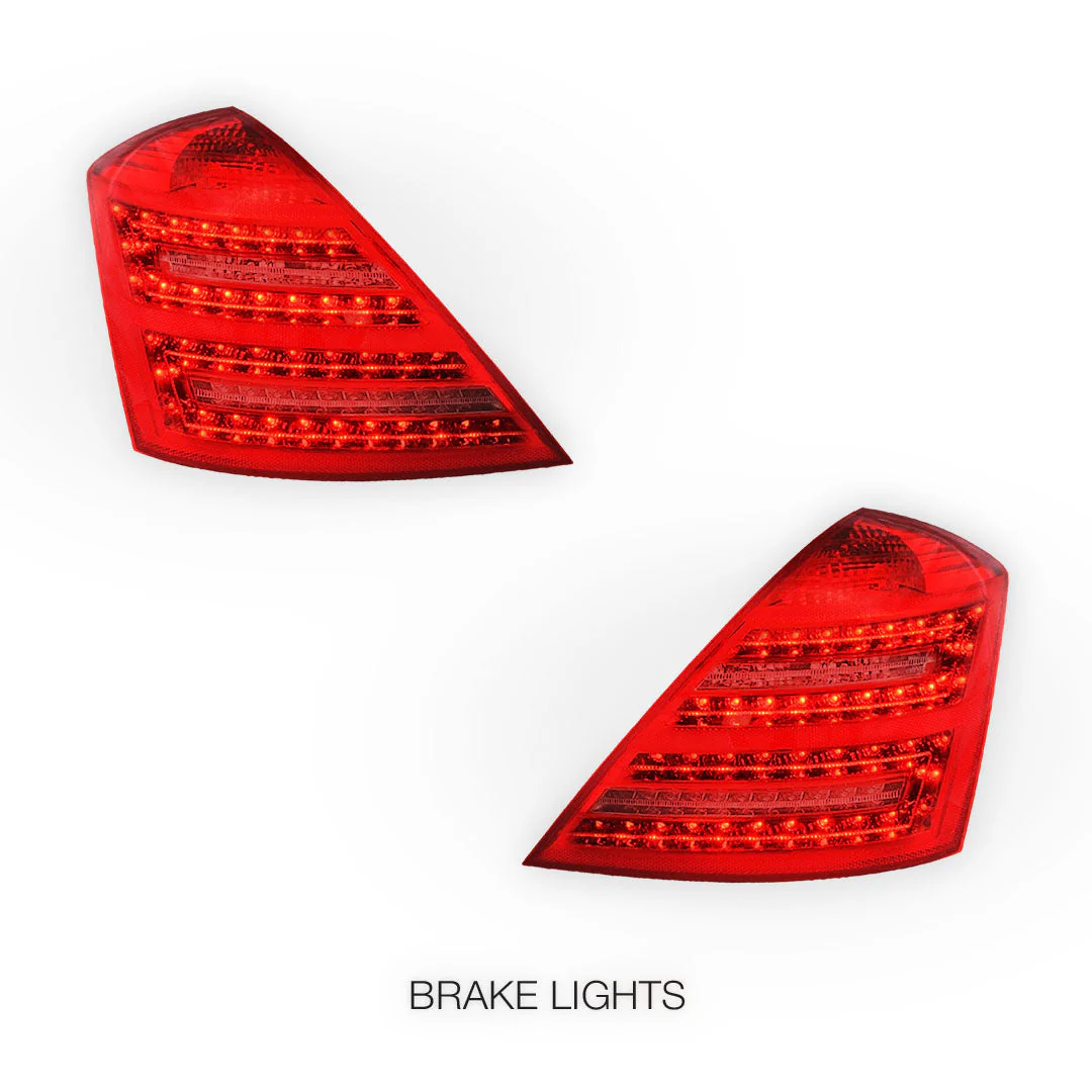 Mercedes-Benz S-Class W221 (2006 - 2009) Smoked Red LED Tail Lights LH + RH - Image 4