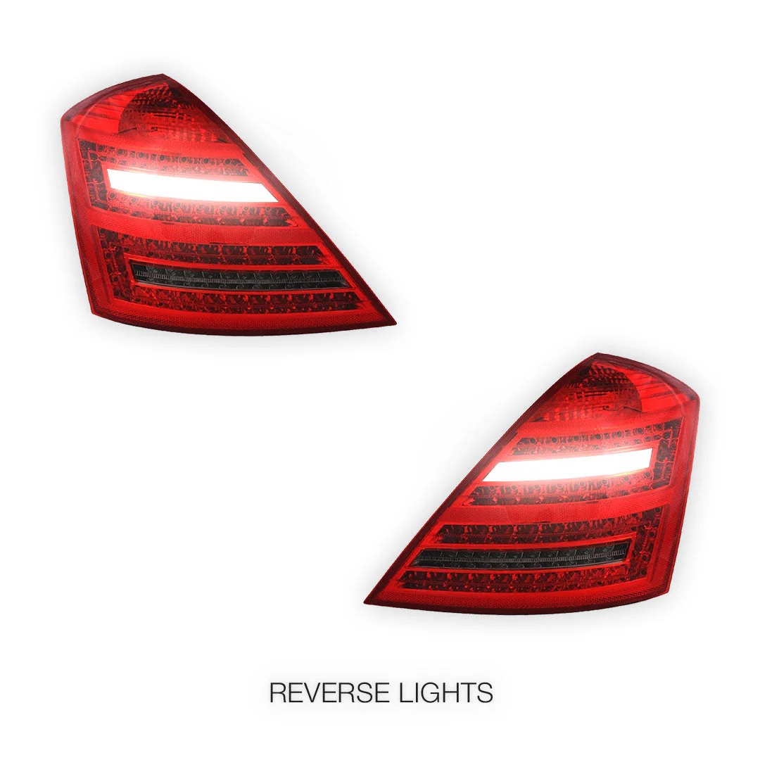 Mercedes-Benz S-Class W221 (2006 - 2009) Smoked Red LED Tail Lights LH + RH - Image 5