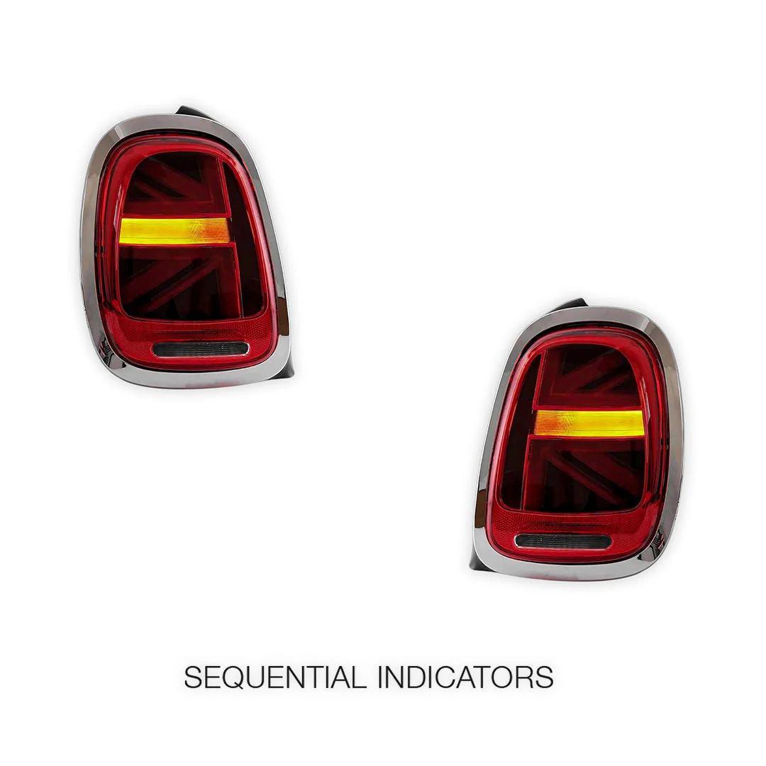 Mini Cooper F55 / F56 / F57 (2014 - 2018) Sequential Red Chrome LED Tail Lights LH + RH - Image 4