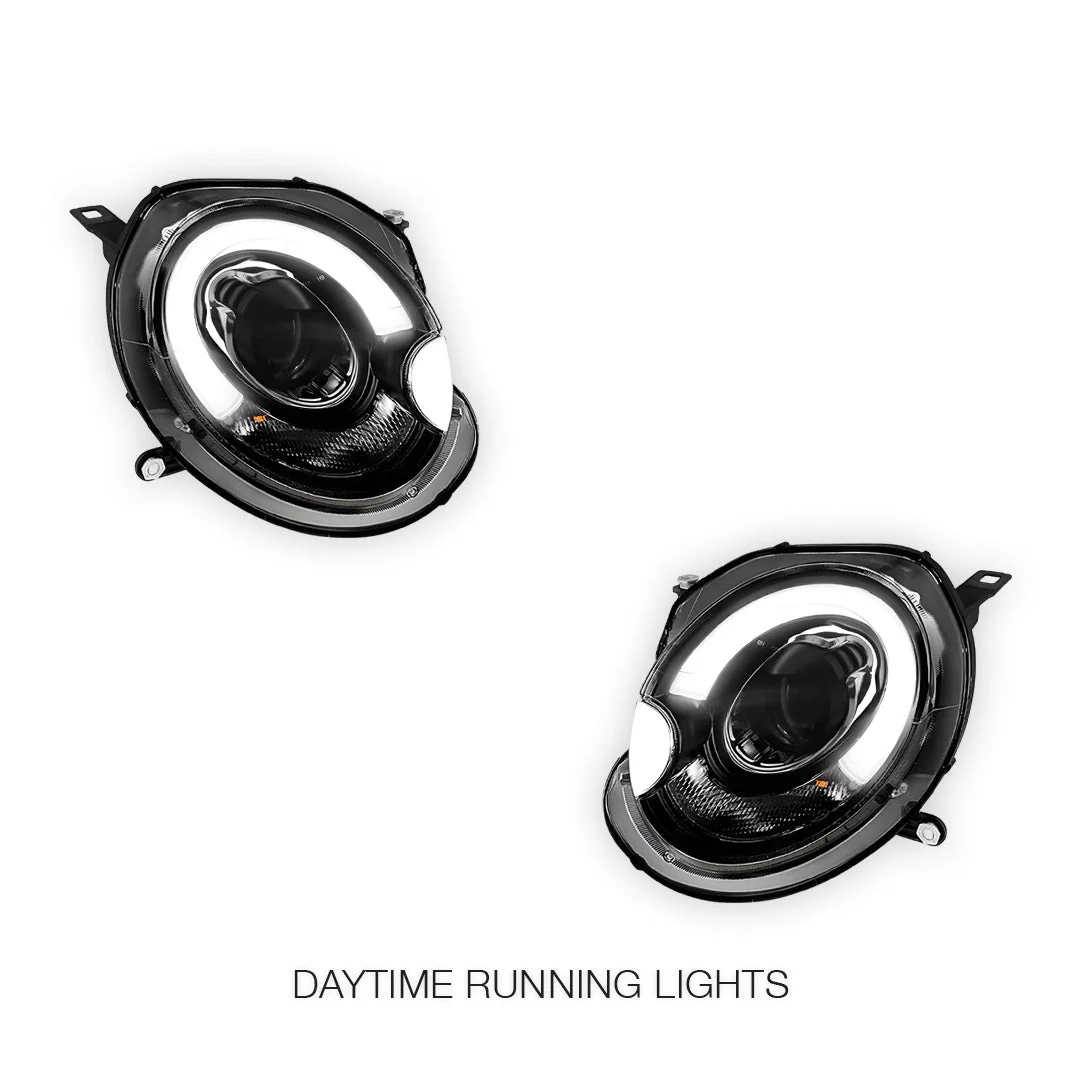 Mini Cooper R55 / R56 / R57 / R58 / R59 (2007 - 2013) Halogen Model F56 Style 3D LED Bar DRL Dual Beam Projector Headlights LH + RH - Image 2