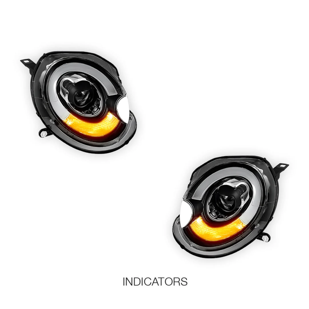 Mini Cooper R55 / R56 / R57 / R58 / R59 (2007 - 2013) Halogen Model F56 Style 3D LED Bar DRL Dual Beam Projector Headlights LH + RH - Image 3