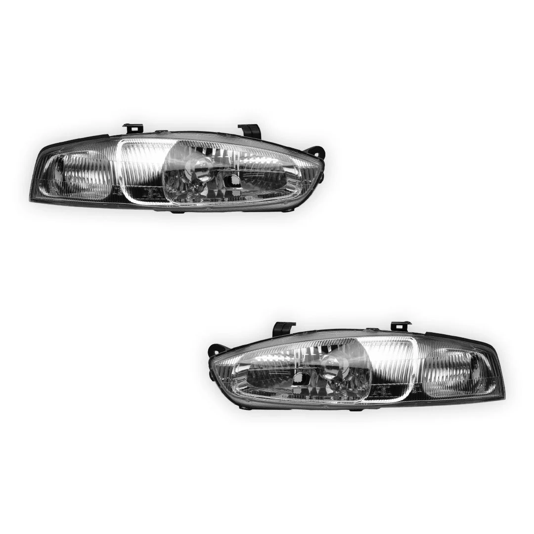 Mitsubishi Lancer CE (2001 - 2003) Clear / Black OEM Style Headlights LH + RH - Image 2