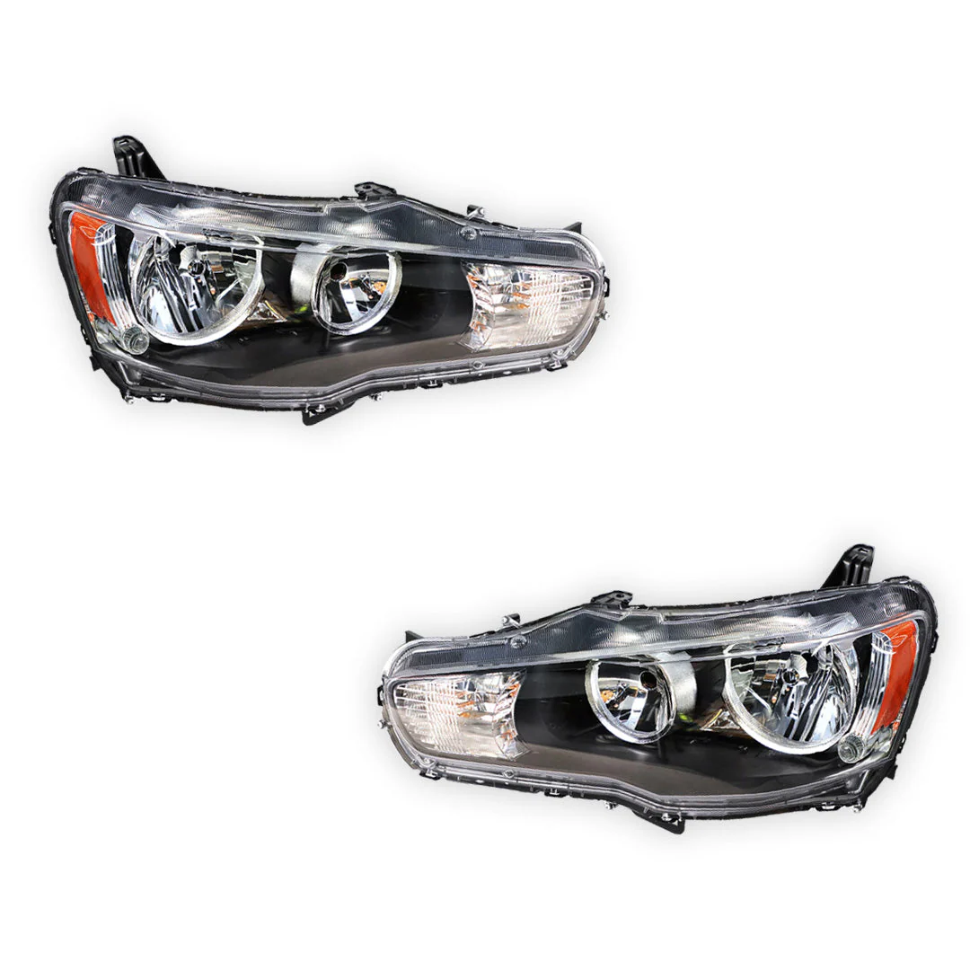 Mitsubishi Lancer CF (2015 - 2017) Clear / Black Halogen OEM Style Headlights LH + RH - Image 2