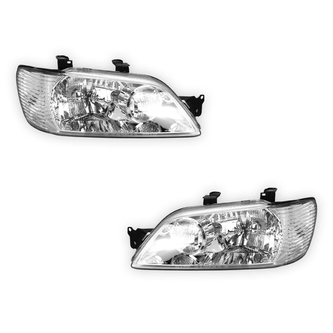 Mitsubishi Lancer CG (2002 - 2003) Clear / Chrome OEM Style Headlights LH + RH - Image 2