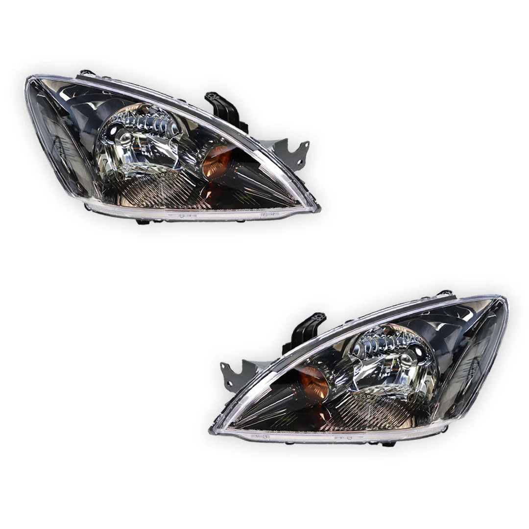 Mitsubishi Lancer CH (2004 - 2006) Chrome / Black OEM Style Headlights LH + RH - Image 2