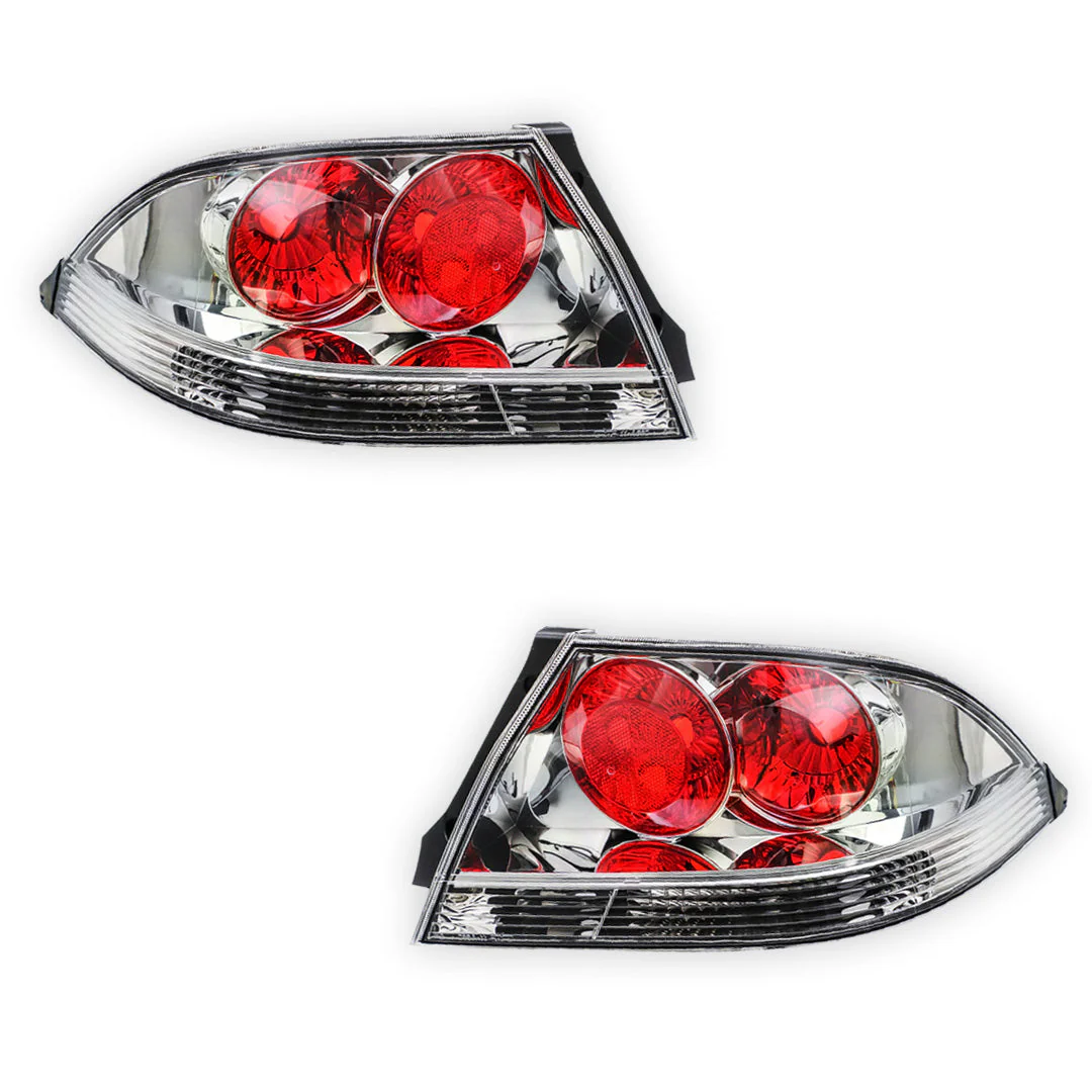 Mitsubishi Lancer CH (2006 - 2008) Red / Chrome OEM Style Tail Lights LH + RH - Image 2