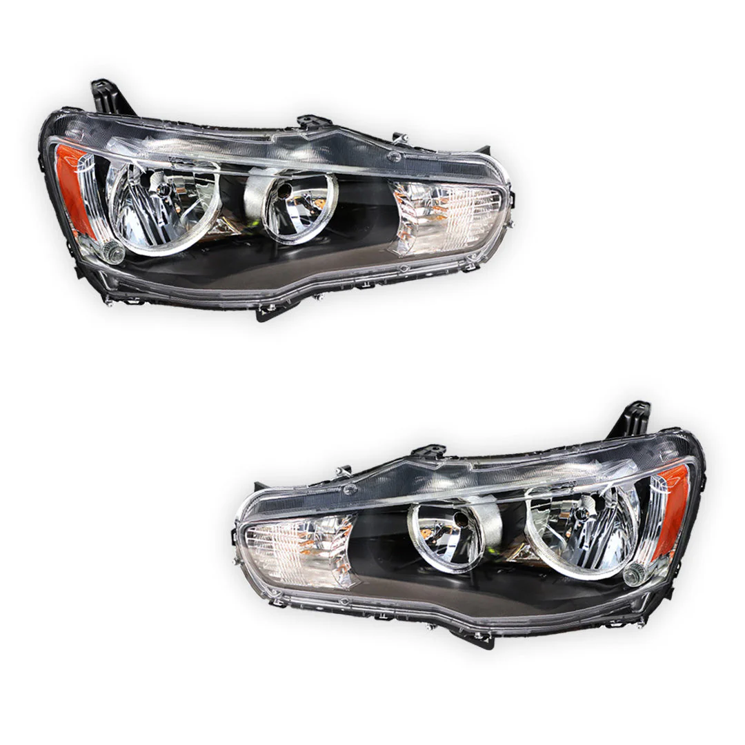 Mitsubishi Lancer CJ (2007 - 2015) Clear / Black Halogen OEM Style Headlights LH + RH - Image 2