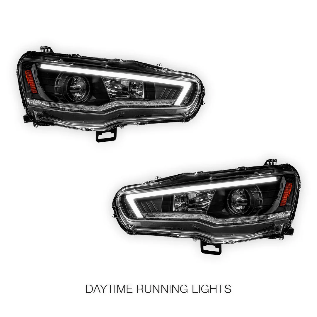 Mitsubishi Lancer Evo 10 (2007 - 2017) Xenon / HID Model LED DRL Projector Headlights LH + RH - Image 2