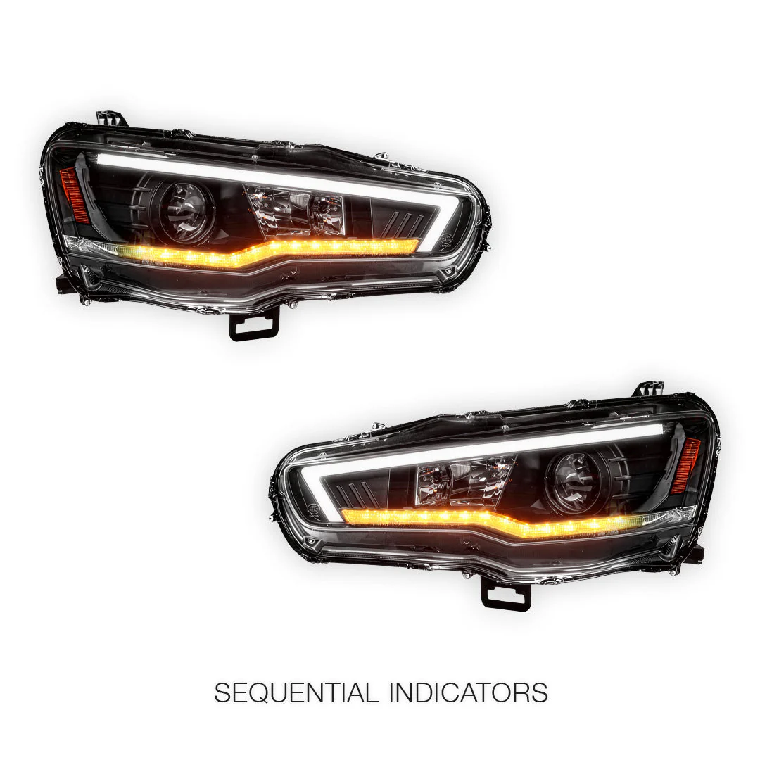 Mitsubishi Lancer Evo 10 (2007 - 2017) Xenon / HID Model LED DRL Projector Headlights LH + RH - Image 3
