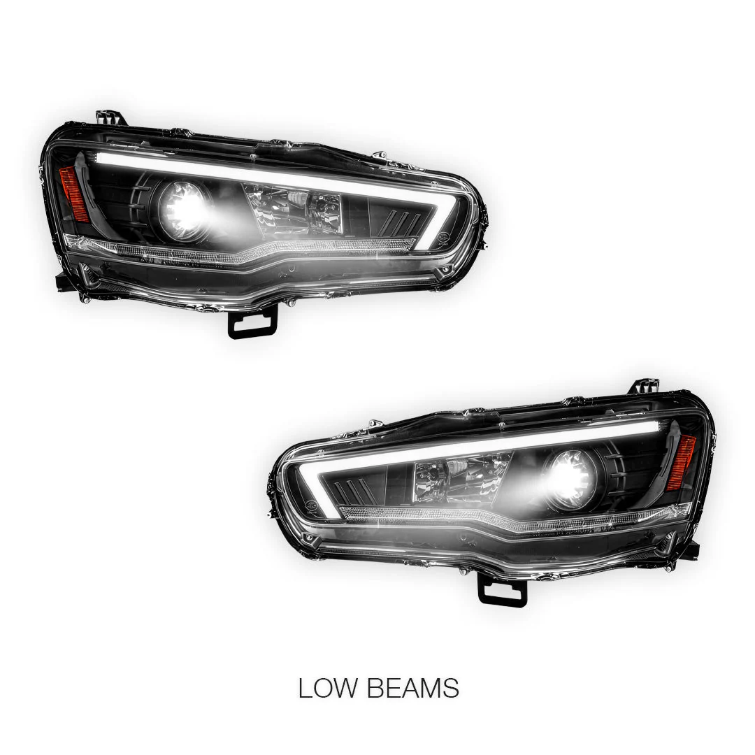 Mitsubishi Lancer Evo 10 (2007 - 2017) Xenon / HID Model LED DRL Projector Headlights LH + RH - Image 4