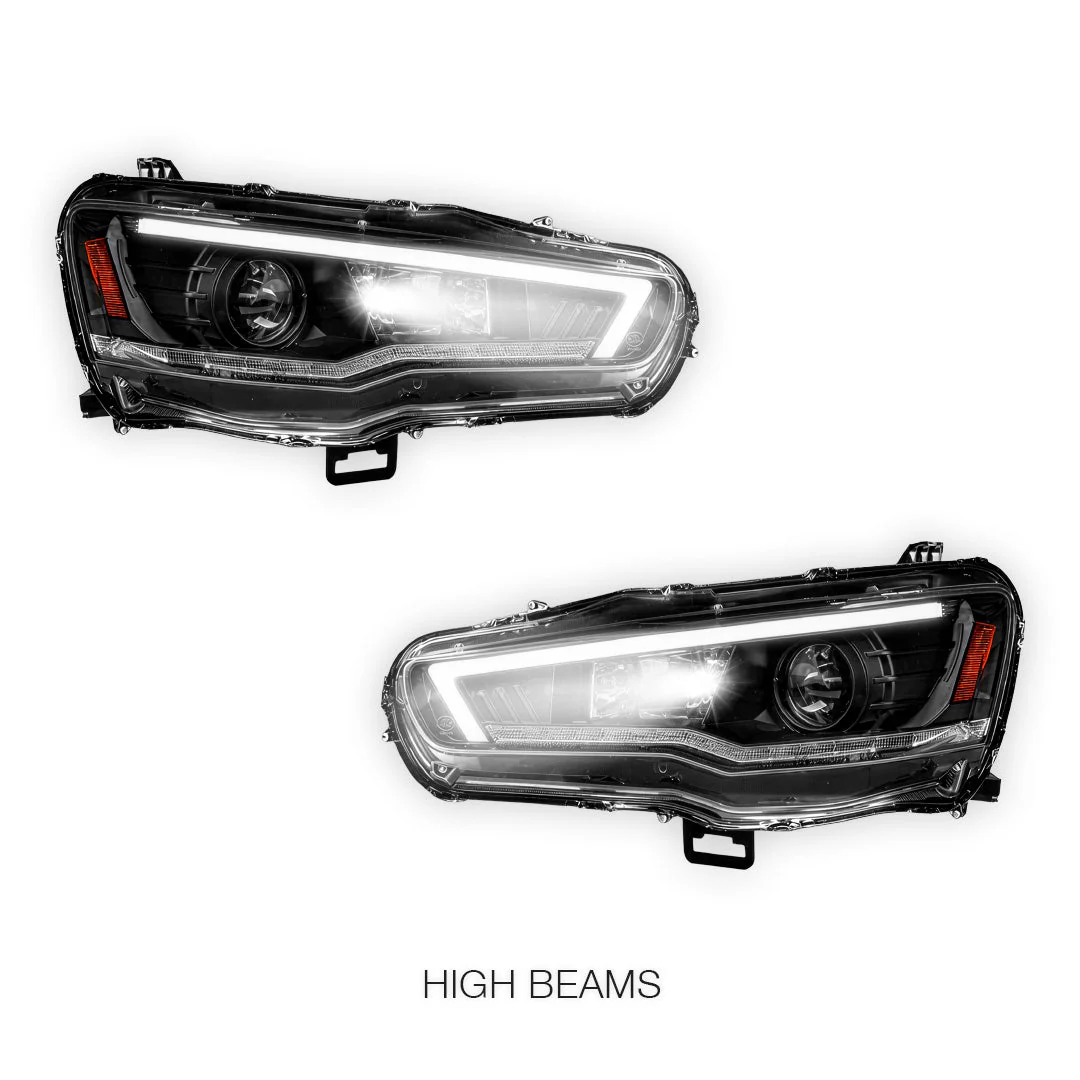 Mitsubishi Lancer Evo 10 (2007 - 2017) Xenon / HID Model LED DRL Projector Headlights LH + RH - Image 5