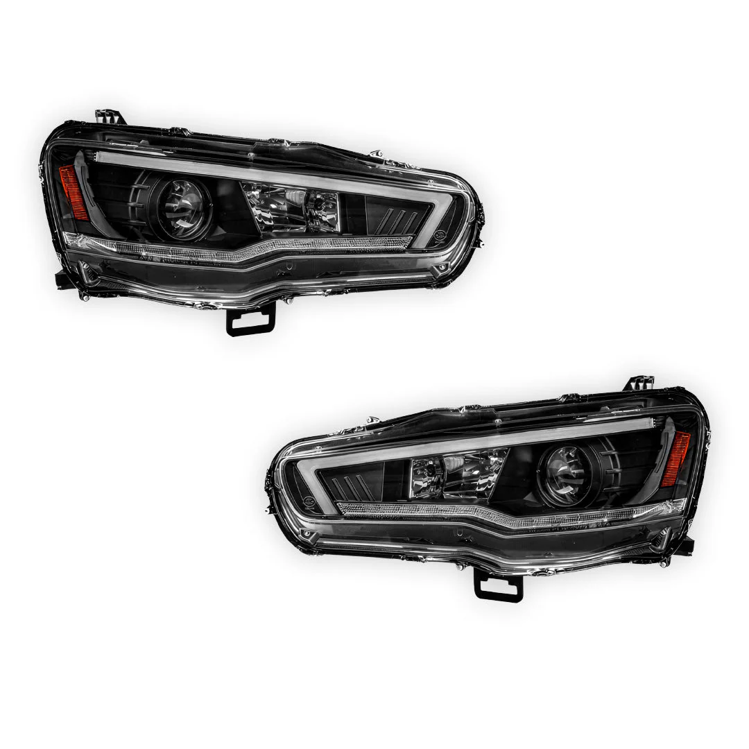 Mitsubishi Lancer Evo 10 (2007 - 2017) Xenon / HID Model LED DRL Projector Headlights LH + RH - Image 6