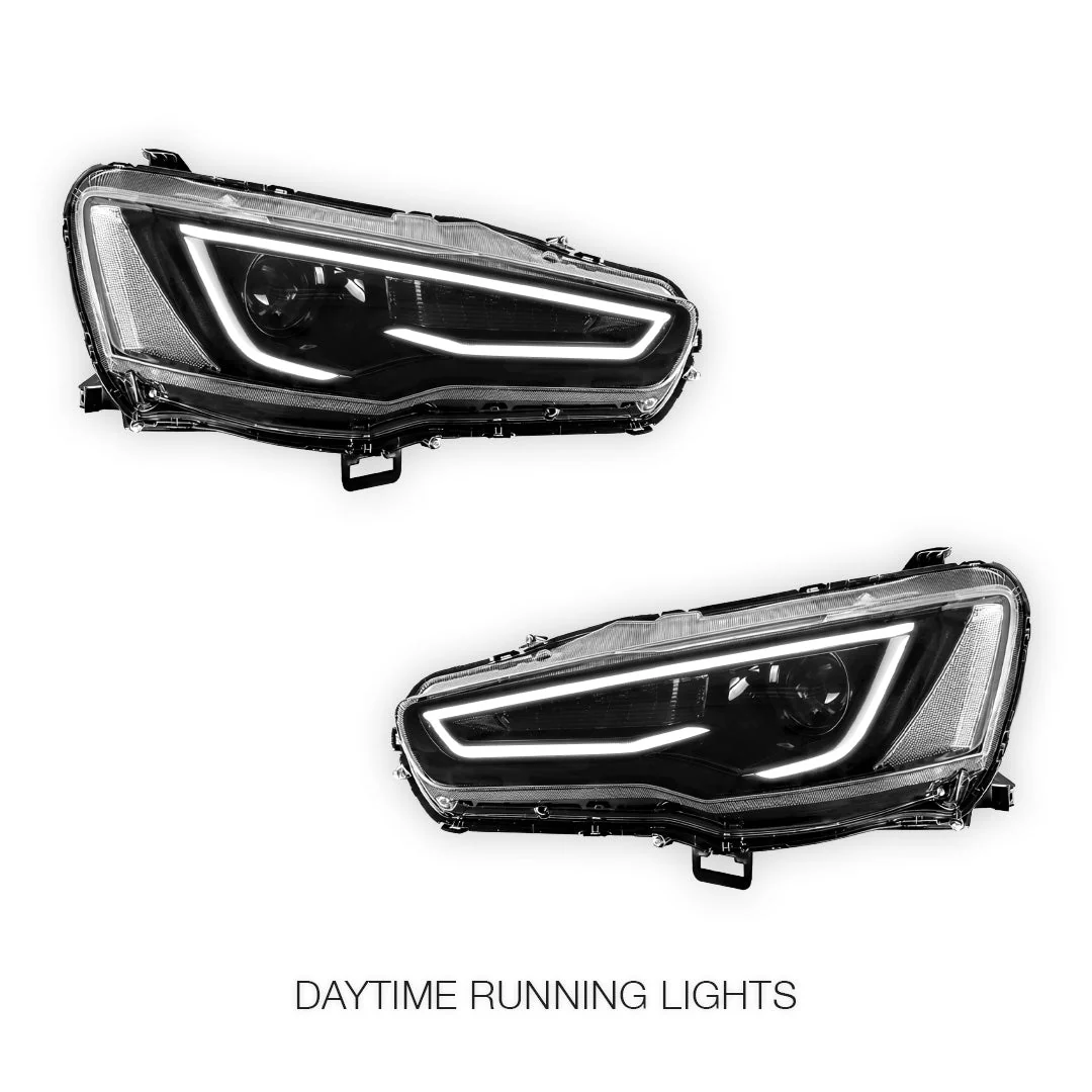 Mitsubishi Lancer Evo 10 (2008 - 2017) LED Headlights Halo DRL  LH + RH - Image 2