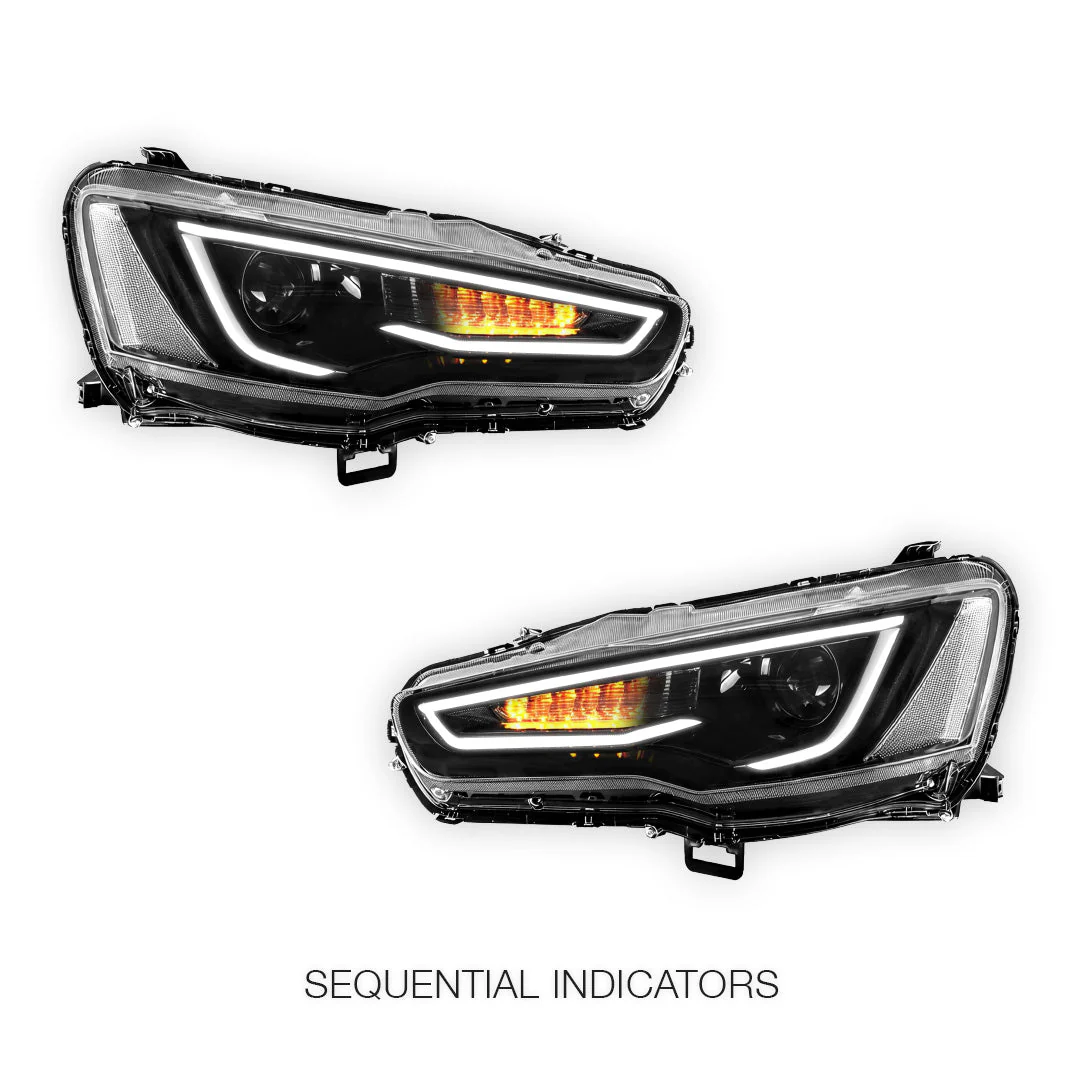 Mitsubishi Lancer Evo 10 (2008 - 2017) LED Headlights Halo DRL  LH + RH - Image 3