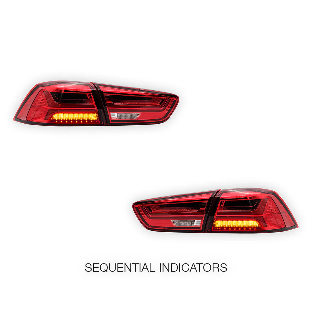 Mitsubishi Lancer Evo X / CJ / CF (2008 - 2017) Sequential Red LED Tail Lights LH + RH - Image 4