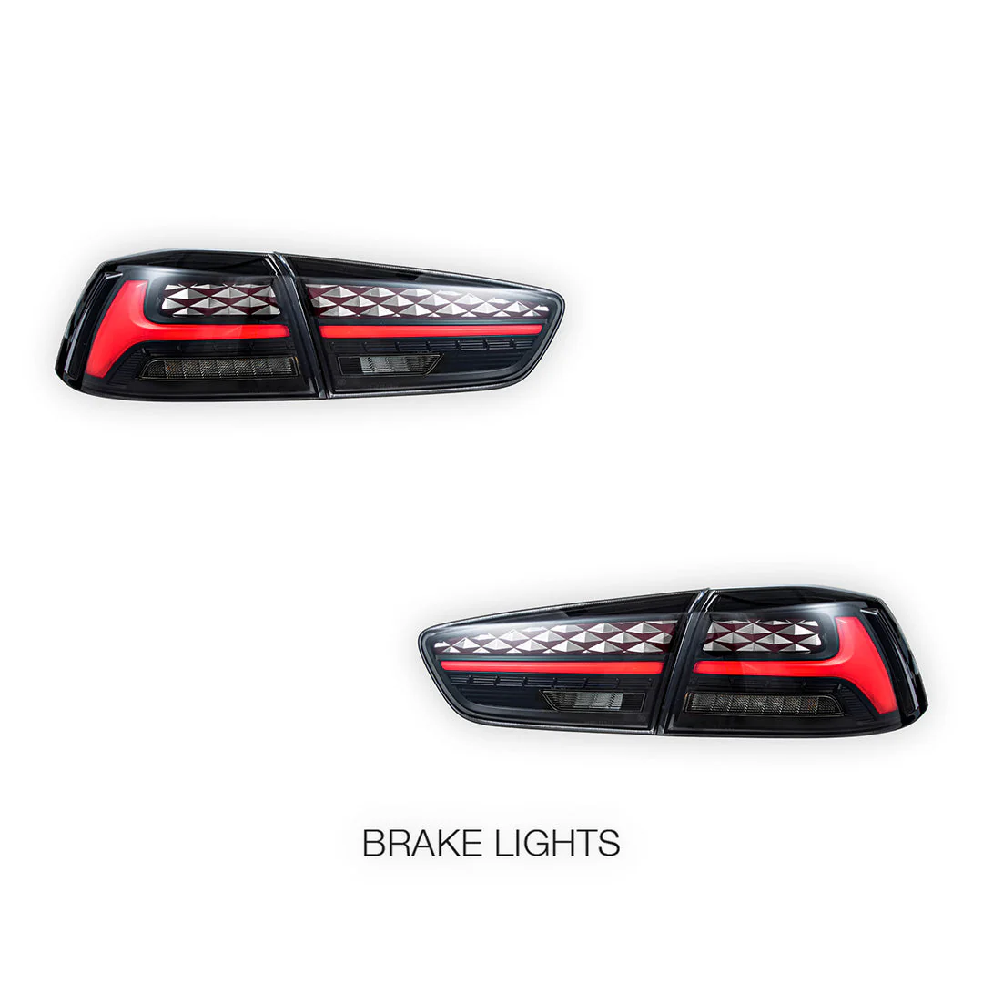 Mitsubishi Lancer Evo X / CJ / CF (2008 - 2017) Sequential Smoked LED Tail Lights LH + RH - Image 2