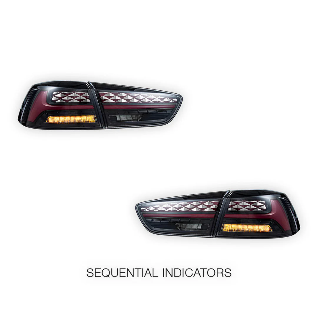 Mitsubishi Lancer Evo X / CJ / CF (2008 - 2017) Sequential Smoked LED Tail Lights LH + RH - Image 4