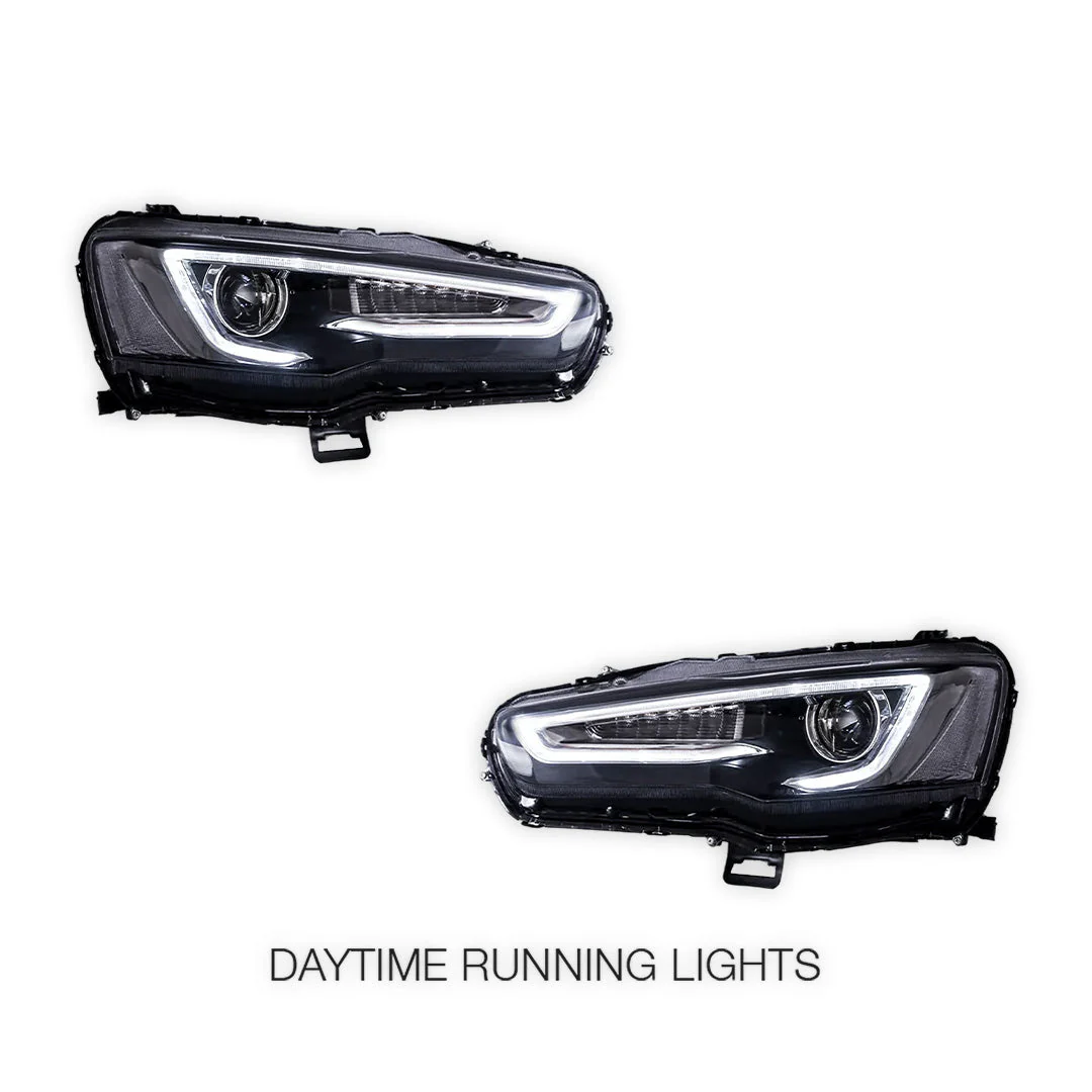 Mitsubishi Lancer Evolution X CF CJ (2007 - 2017) LED DRL Headlights LH + RH - Image 2