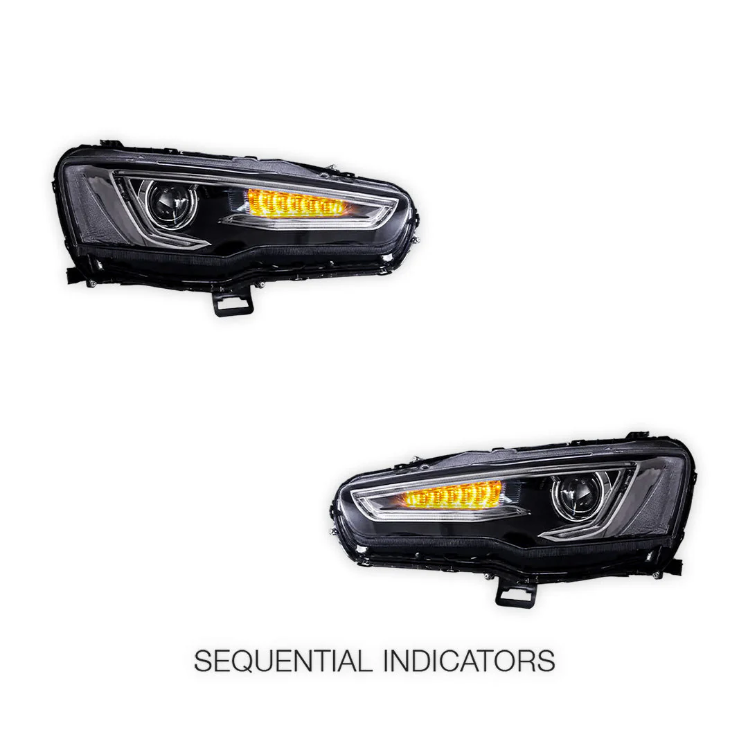 Mitsubishi Lancer Evolution X CF CJ (2007 - 2017) LED DRL Headlights LH + RH - Image 3