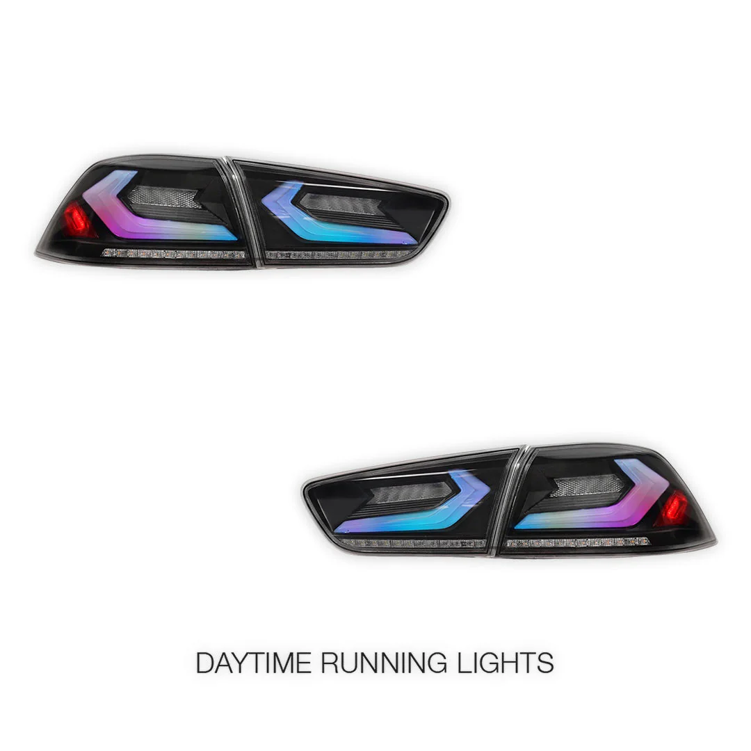 Mitsubishi Lancer Evolution X CF CJ Sedan (2007 - 2017) RGB Sequential Tail Lights LH + RH - Image 2