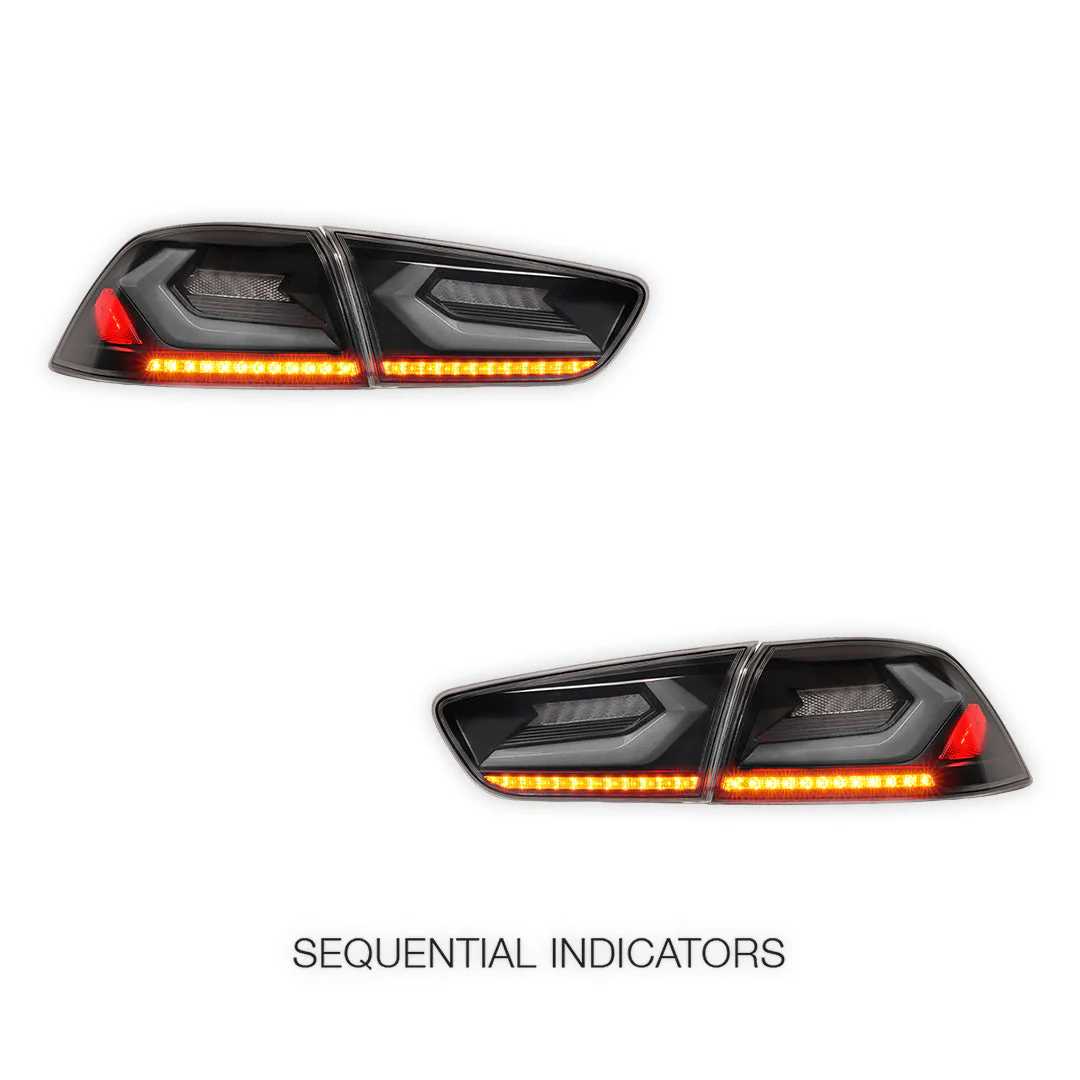 Mitsubishi Lancer Evolution X CF CJ Sedan (2007 - 2017) RGB Sequential Tail Lights LH + RH - Image 3