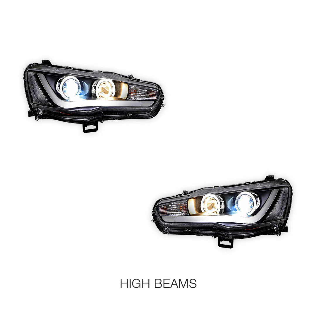 Mitsubishi Lancer Evolution X CF CJ Sedan (2007 - 2017) Sequential Headlights LH + RH - Image 4