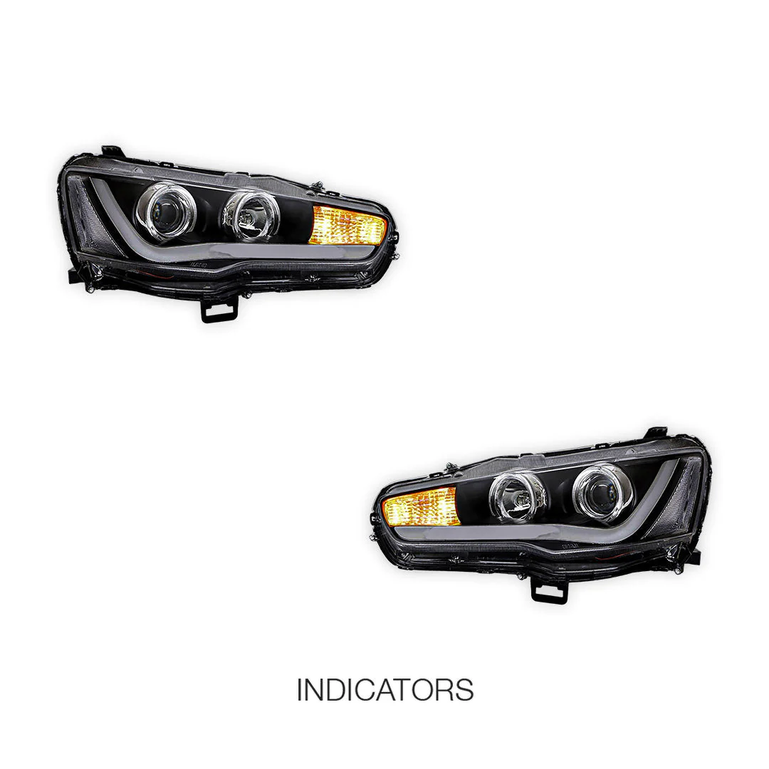 Mitsubishi Lancer Evolution X CF CJ Sedan (2007 - 2017) Sequential Headlights LH + RH - Image 5