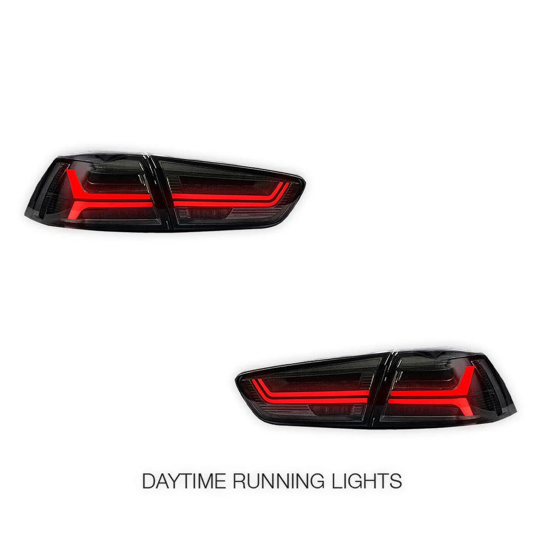 Mitsubishi Lancer Evolution X CF CJ Sedan (2007 - 2017) Sequential Smoked Tail Lights LH + RH - Image 2