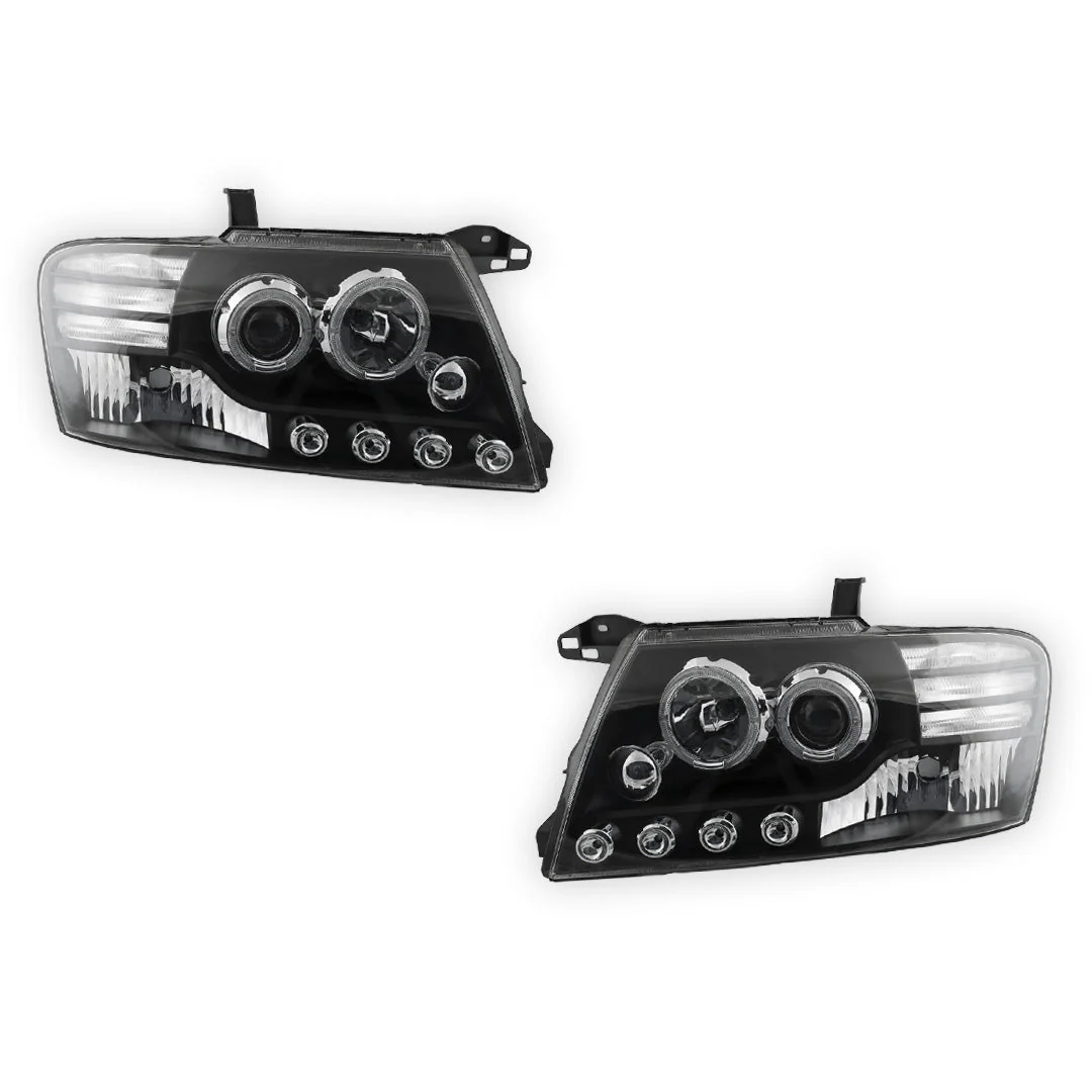 Mitsubishi Pajero NM NP (2000 - 2006) Halo Angel Eyes Headlights LH + RH - Image 3