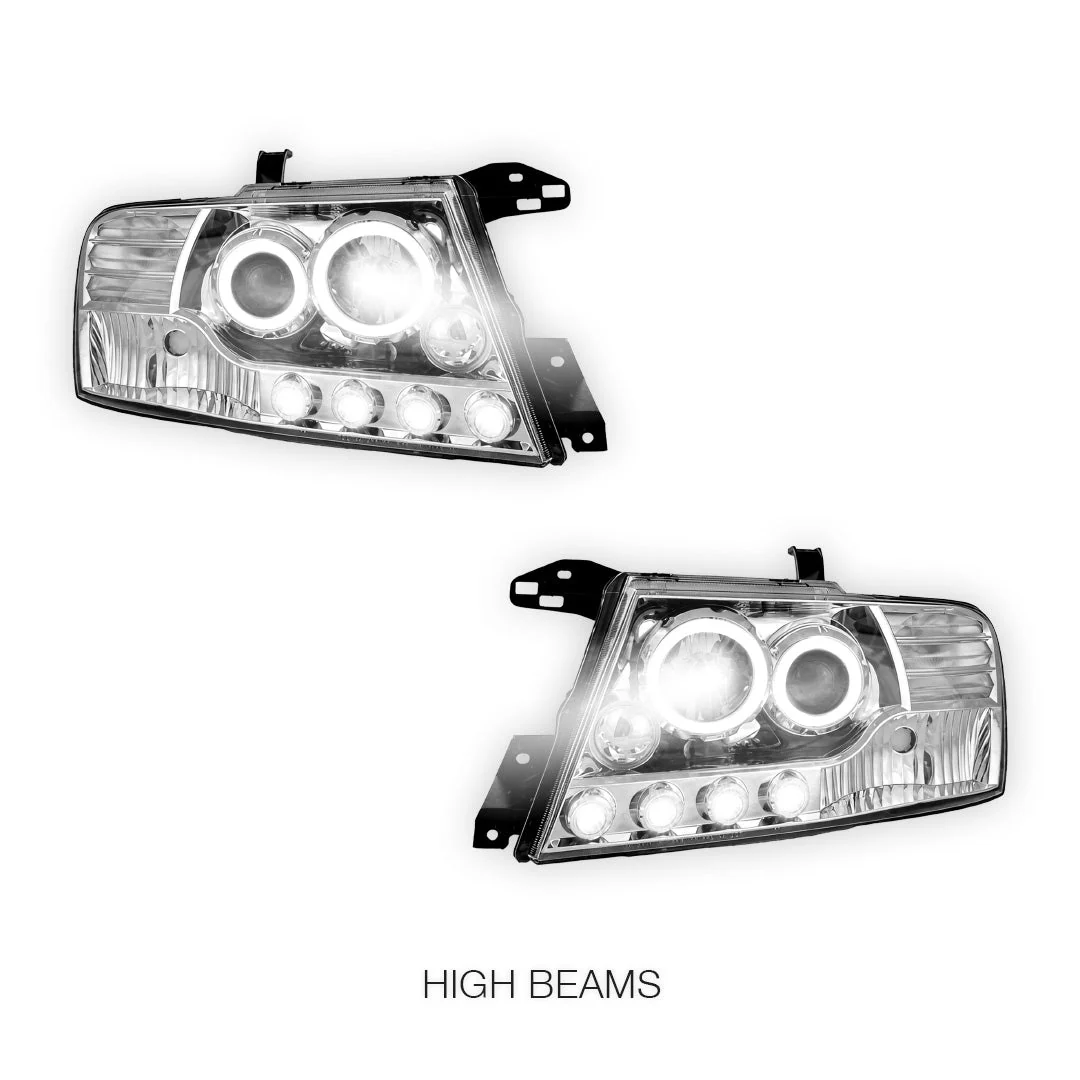 Mitsubishi Pajero NM / NP (2000 - 2006) High power LED Angel Eyes Projector Headlights LH + RH - Image 11