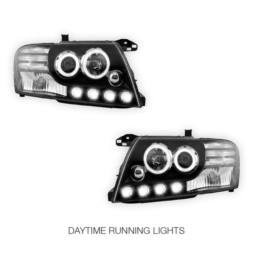Mitsubishi Pajero NM / NP (2000 - 2006) High power LED Angel Eyes Projector Headlights LH + RH - Image 2