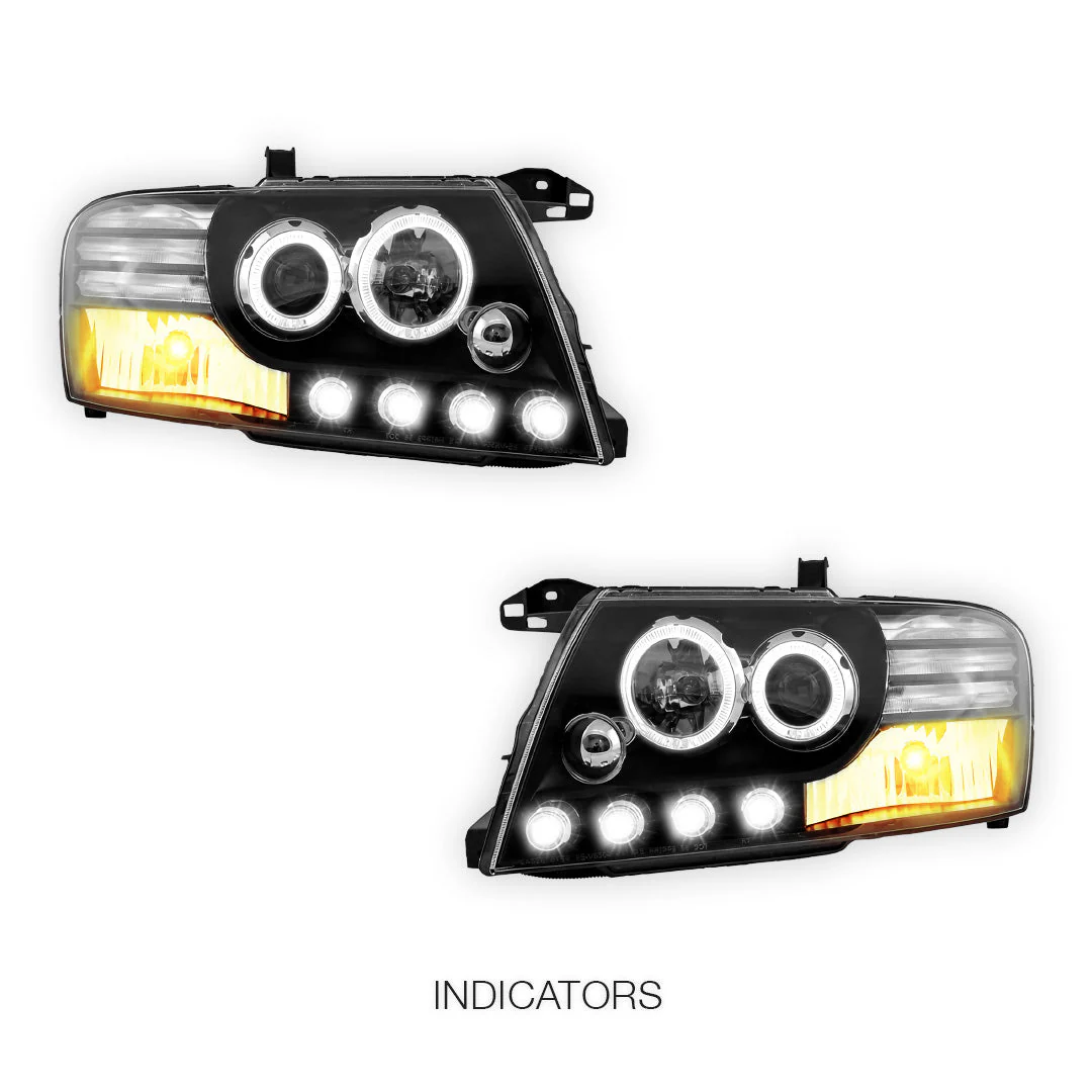 Mitsubishi Pajero NM / NP (2000 - 2006) High power LED Angel Eyes Projector Headlights LH + RH - Image 3