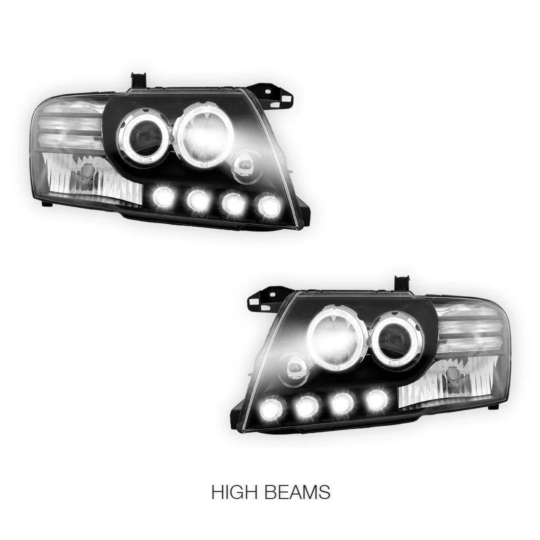 Mitsubishi Pajero NM / NP (2000 - 2006) High power LED Angel Eyes Projector Headlights LH + RH - Image 5