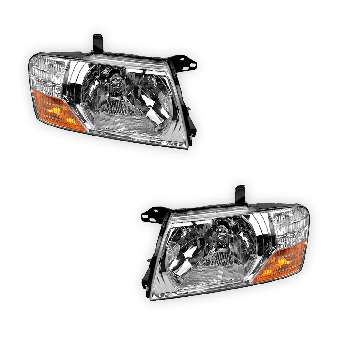 Mitsubishi Pajero NP (2002 - 2006) Clear Halogen OEM Style Headlights LH + RH - Image 2