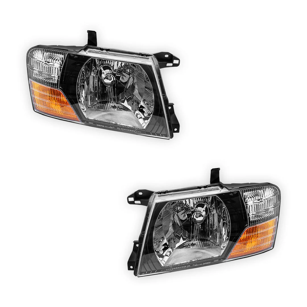 Mitsubishi Pajero NP (2002 - 2006) Smoked Halogen OEM Style Headlights LH + RH - Image 2
