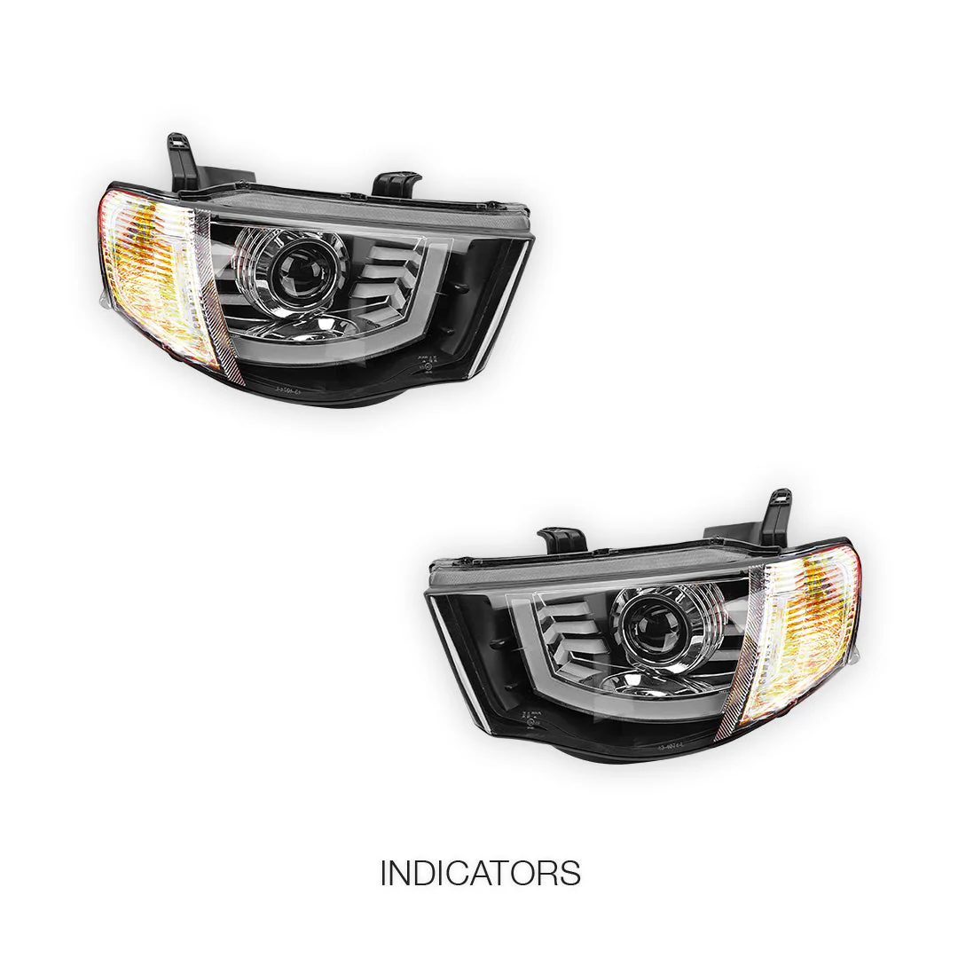 Mitsubishi Triton MN Ute (2009 - 2015) LED Projector Headlights LH + RH - Image 4