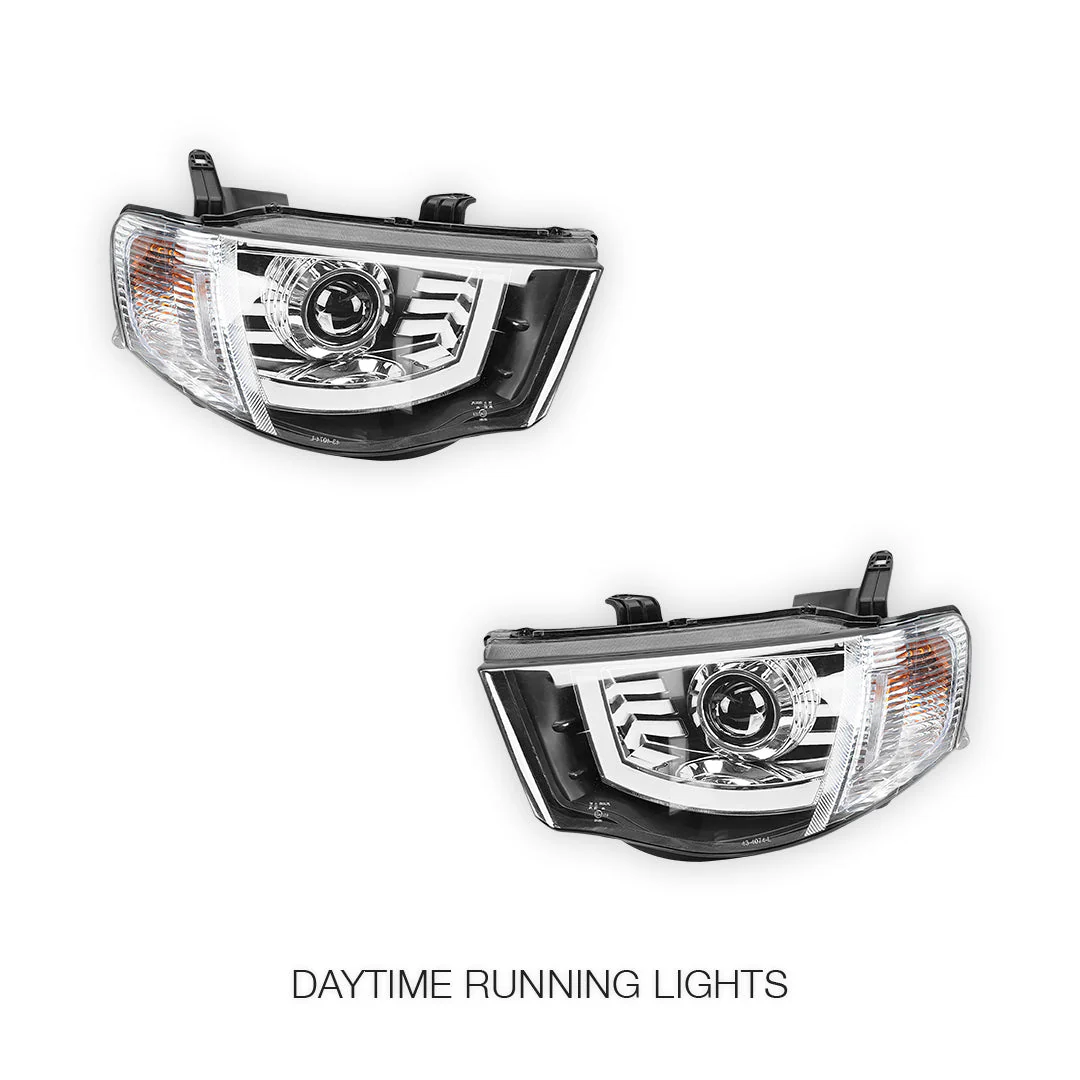 Mitsubishi Triton MN Ute (2009 - 2015) LED Projector Headlights LH + RH - Image 5